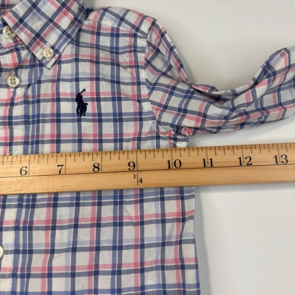 Ralph Lauren Baby Shirt Boy's Size 9M Cotton White Plaid Easter Plaid Button Up